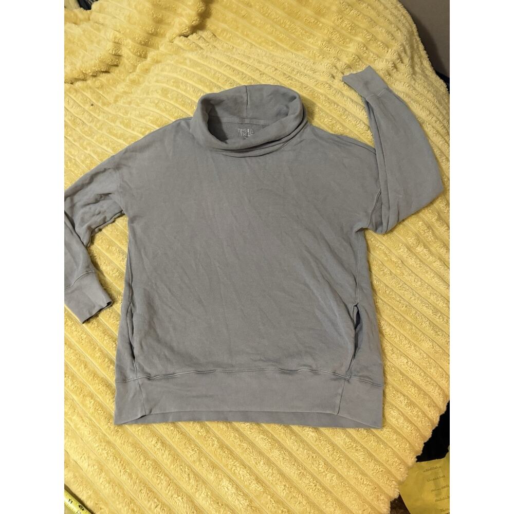 Womens Time And True Gray Sweatshirt, Pullover Pockets, Turtle Neck Size Large